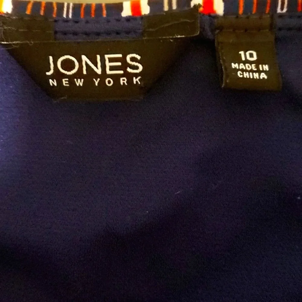 Jones New York One Piece Bathing Suit Size 10 Navy Blue White Coral‎ Swimsuit